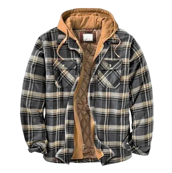 Arttu - Miesten Lämmin Ruudullinen Hupullinen Paidatakki